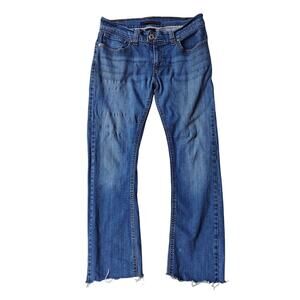 Levi’s 542 Bootcut Jeans Size 10 Medium Wash Raw Hem Stretch Denim